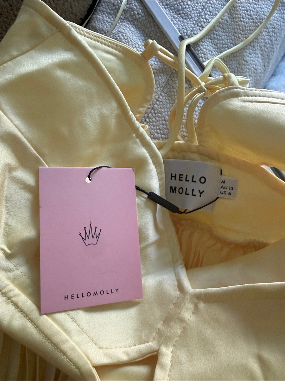 Hello Molly Pale Yellow Pleated Maxi Dress with Spaghetti Straps - Picture 4 of 4